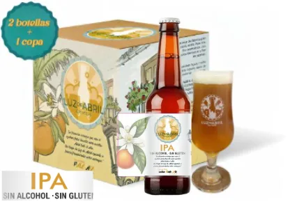 Luz de Abril IPA sin alcohol y sin gluten (2 botellas + 1 copa personalizada)
